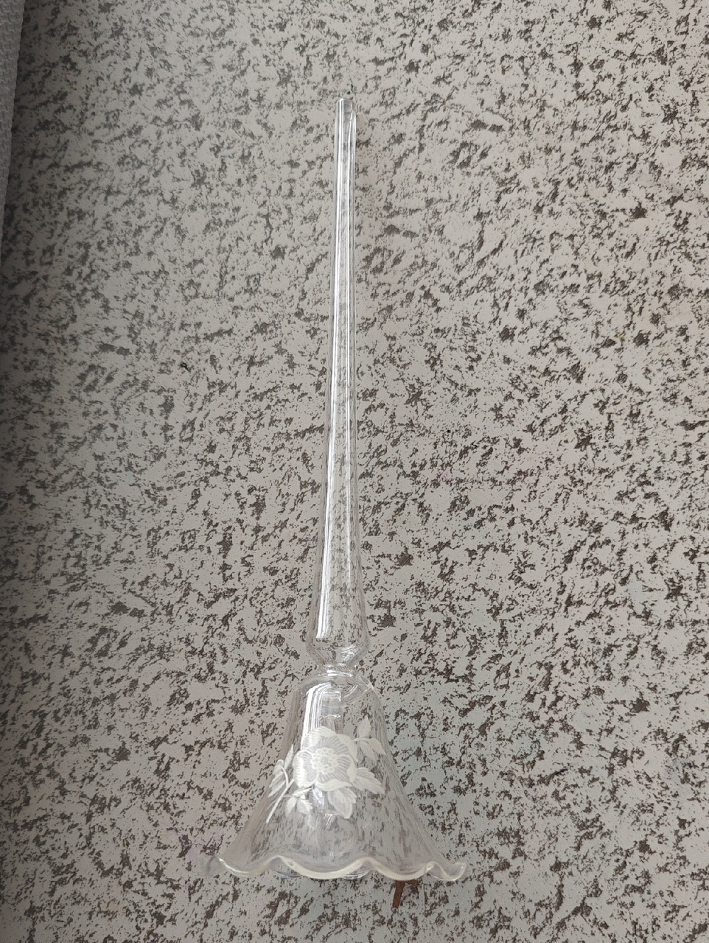 Vintage Long Stem Glass Bell Etched Fine Tone 9.5" Germany